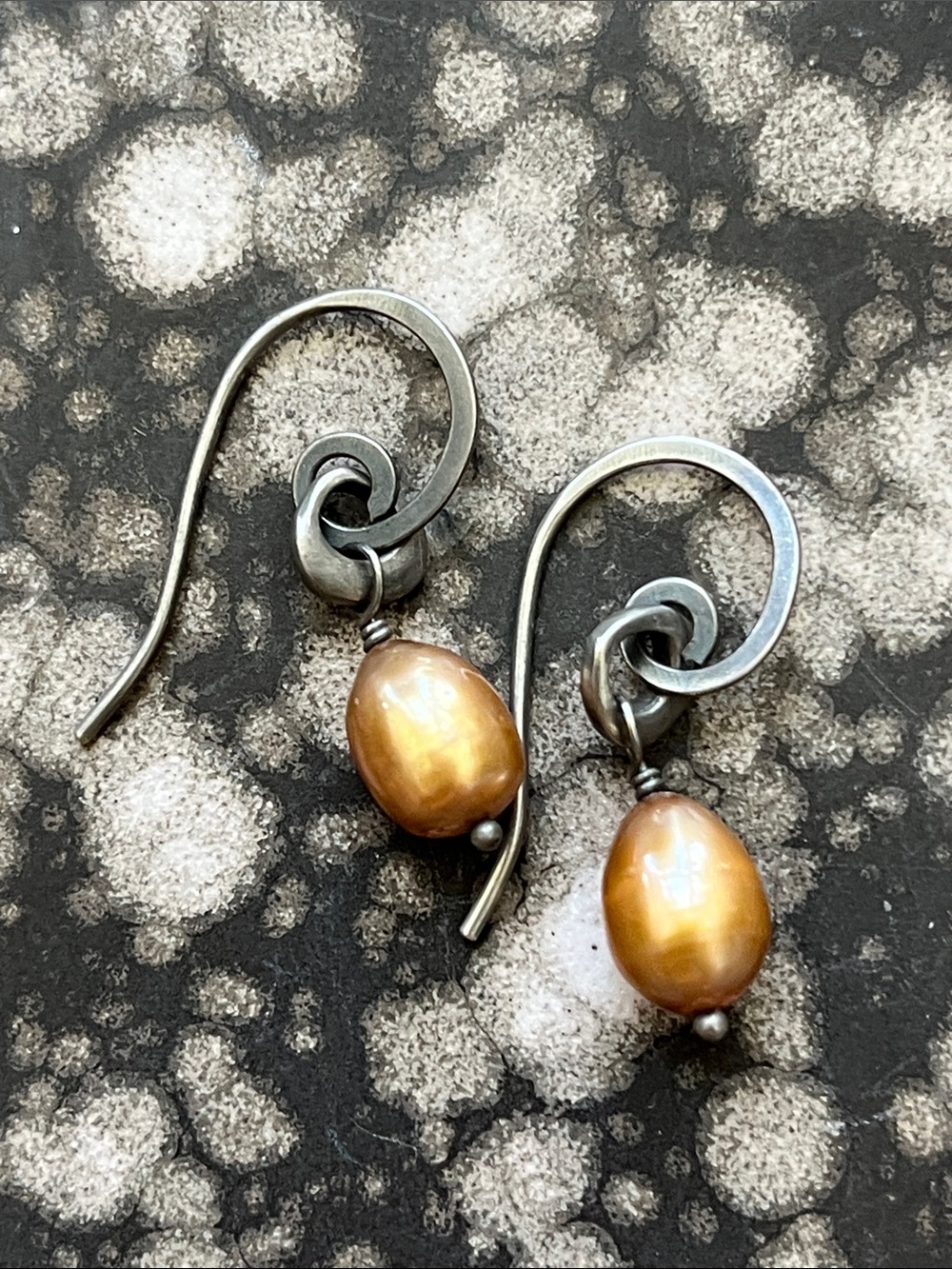 Silpada Silver Drop Earrings with Golden Pearls